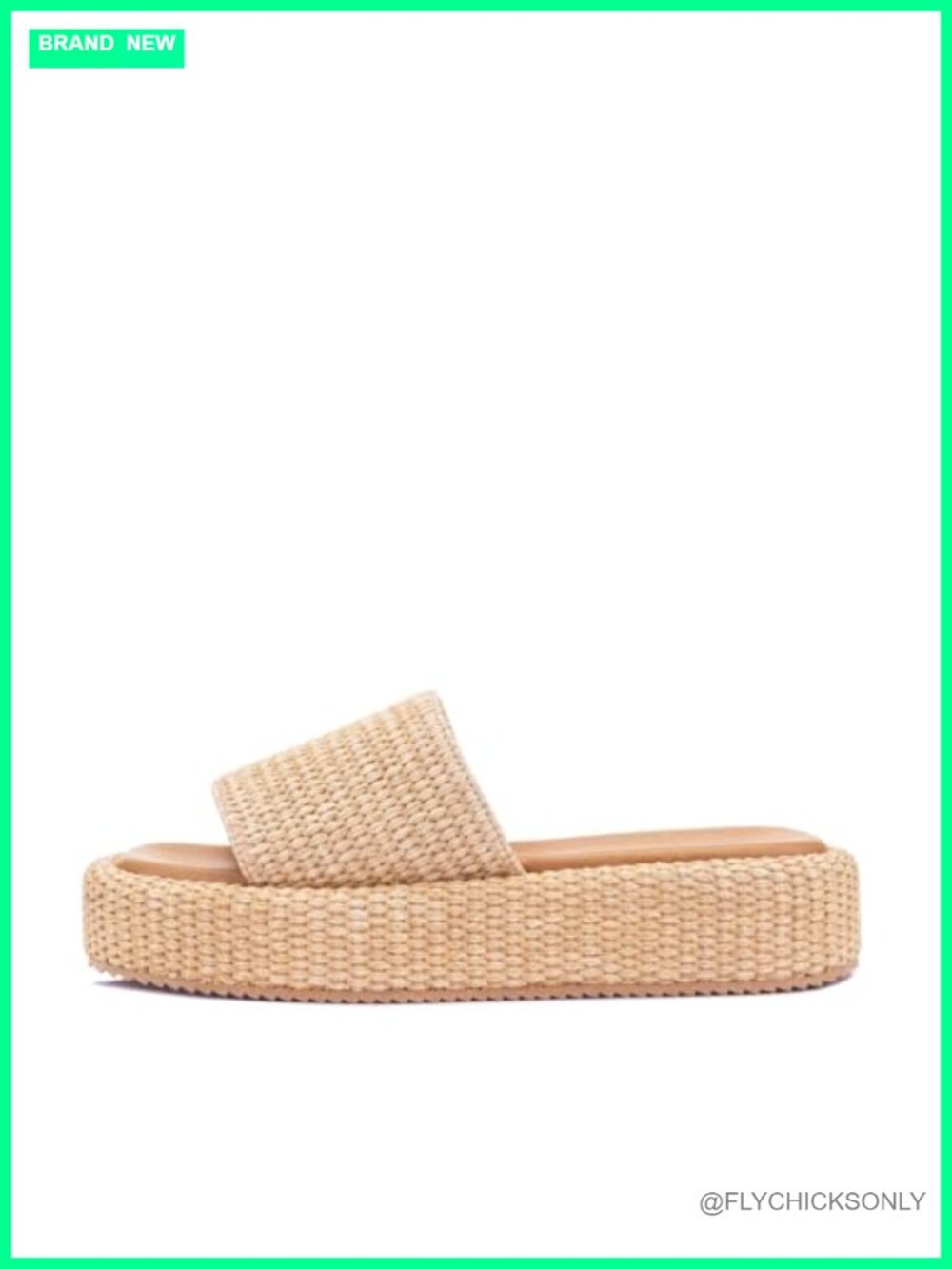 Raffia Platform Espadrille Sandals Slip On Woven Straw Beach Slides